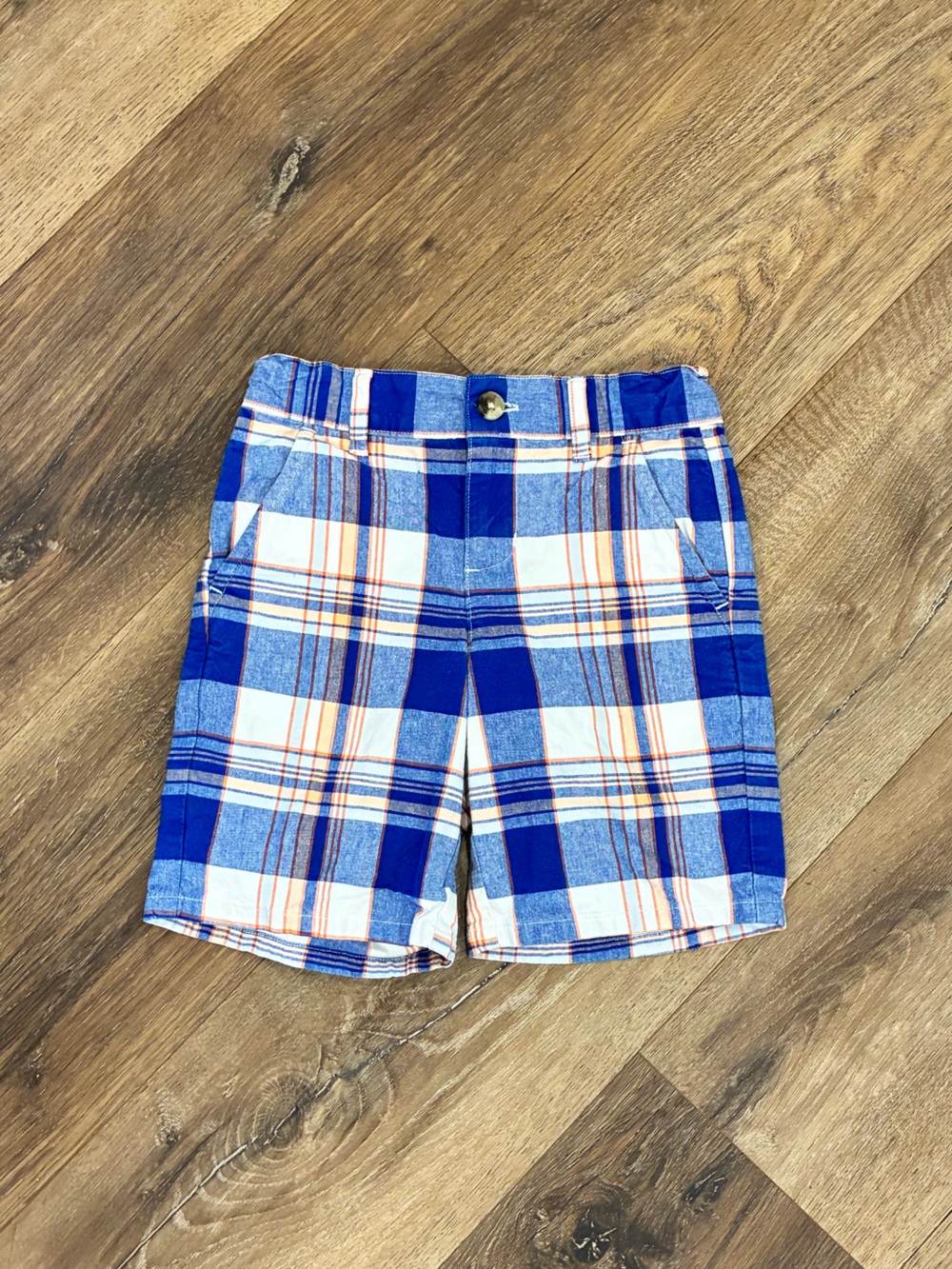Janie & Jack Blue Plaid Shorts Adjustable Summer Vacation Cotton Staple 4T